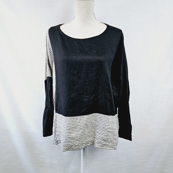 Lisa Bayne Stanza 100% Linen Blouse size Medium - Picture 1 of 9